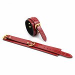 Hand Tied Leather Red Bright Leather Pin Buckle Golden Stud Handcuffs Spanking Adult