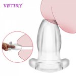 VETIRY Hollow Anal Plug Butt Plug Transparent Soft Vagina Speculum Anal Dilator Prostate Massager Enema Sex Toys For Woman Men