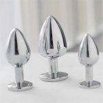 1 pcs Medium Size Metal Crystal Anal Plug Stainless Steel Booty Beads Jewelled Anal Butt Plug Sex Toys Products for Men Couples