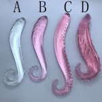 Hippocampus Shape G Shape Pyrex Glass Crystal Dildo with Spot Beads Fake Penis Anal Butt Plug Gay Masturbation Noenname_null