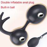 Inflatable Huge Anal Butt Plug Built-in Steel Ball Women Vaginal Anal Dilator Men Prostate Massager Sex Toys Silicone Anal Plug