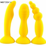 Zerosky, 3 kinds Anal Plug Sex Toys for Women Silicone Butt Plug Strong Suction Cup Beads Anal G-spot Stimulate Massage Sex Toys Zerosky
