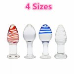 Unisex! 4Sizes Glass Anal Plug Prostate Massager Anal Beads Gay Sex Toys Adult Products Sex Shop