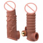 Liquid Silicone Penis Extender Sleeve Male Cock Enlargement Condoms For Men Dildo Enhancer Delay Ejaculation Reusable Sex Toys