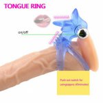 Man Nuo Vibrating Tongue Ring Vibrator Penis Vibrating Ring Delay Ejaculation Adult  Sex Toys for Men Male Cock Silicone Rings