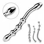 Anal Plug Butt Beads G Spot Wand Male Prostate Massage Stick Double Dildo Vagina Sex Toys Stainless Steel for Man Woman
