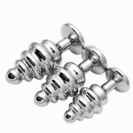 Metal Spiral Threaded Anal Plug Crystal Jewelry Anal Sex Toys Products Stainless Smooth Steel Butt Plug Tail Anus Trainer Dildo