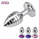 OLO Stainless Steel Thread Anal Plug Anal Massager Spiral Beads Stimulation Metal Butt Plug Erotic Sex Toys For Woman Men
