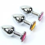 Ins, M Chromed Butt Plug Anal Insert Metal Jeweled Sexy Toy Stopper Erotic Crystal Jewelry Adult Booty Anal Tube Prostate Massage  a8