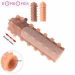 Silicone Penis Ring Adults Sex Toy for Men Vagina Condom Ribbed Multi Functional Dildo Girth Enhancer Anal Butt Plug Dick Sleeve