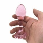 AUEXY Glass Dildo Fake Penis Crystal Anal Beads Butt Plug Prostate Massager G-Spot Female Masturbation Sex Toys For Women Men