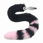 80cm Long Fox Tail Small Size Metal Rabbit Tail Anal Plug Stainless Steel Bunny Tail Butt Plug Anal Sex Toys for Women Adult Sex