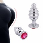 Anal Beads Crystal Jewelry Round Butt Plug Stimulator Sex Toys Dildo Stainless Steel Anal Plug For Gay Couple Adult Game