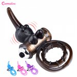 Penis Ring Vibrator for Men Couple Sexy Toy, Elastic Delay Ring, Vibrating Cock Stretchy Intense Clit Stimulation,Lock Vibrator