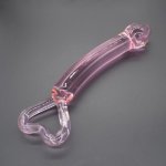 Smooth glass anal dildo with heart pull ring female anal plug sex toys stopper crystal glass dick penis for women masturbation