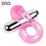 OLO Rabbit Vibrator Delay Ejaculation Penis Rings Silicone Dildo Vibrator Cock Ring Sex Toys for Men Male Adults Products