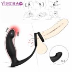 YUECHAO Anal Sex Toys Prostate Massager Male Vibrators Penis Ring 9 Vibration Mode Wireless Remote Control Vibrator For Men