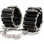 Ourbondage Rectangle Ring Knit 2 Color PU Leather Strap BDSM Fetish Bondage Wrist Ankle Cuffs Restraints For Adult Sex Toy
