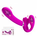 12 Modes Dildo Double Vibrating G-Spot Clitoris Stimulator Female Wear Strapless Strapon Dildo Vibrator Toys for Women Lesbian