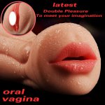 Realistic Vagina Male Masturbator Oral Mouth Suck Aircraft Cup Real Pussy Sexo Intimate Deep Throat Double Hole Sex Toy for Men