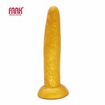 Faak, FAAK golden long  anal plug with suction cup masturbate sex products soft silicone anal dildo Matt surface 2020 new arrival
