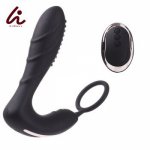HIMALL Wireless Remote Control Butt Plug with Ring, Silicone Male Prostate Massager Anal Vibrator 10 Speed Sex Toys for Men 18+