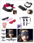 Sexy Sleeping Fetish Bondage Lace Eye Mask Blindfold + Handcuffs Adult Sex Toys