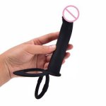 Sex Products Vibrating Double Penetration Strapon Anal Dildo, 5.5'' Black Silicone Strap On Penis Anal Plug, Adult Sex Toys