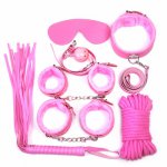 7PCS Leather Fantasias Sexy Erotic Adult Games,Wholesale Fetish Sex Bondage Restraint Handcuffs Whip Collar Sex Toy For Couple