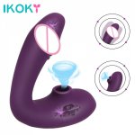 IKOKY Vagina Nipple Sucker USB Vibrator Sex Toys for Adults Couple Female Dildo Vibrating G Spot Vibrator Clit Sucker Stimulator