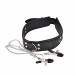 Adult Games Fetish PU Leather Neck Collar Nipple Clamps BDSM Bondage Sexo Products for Woman Sex Toys For Couples