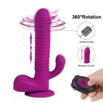 New Remote Control Thrusting Rabbit Massager Rotating Dildo Vibrating G Spot Clitoral&Anal Stimulation Adult Sex Toys for Woman