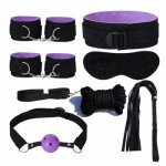 7PCS/Set SM Game Suit Adult Blindfold Handcuffs Ball Whip Rope Kit Bondage Set Couple Nylon Bdsm Erotic Sex Toys