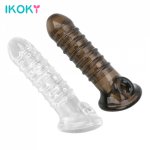 IKOKY Man Strapon Penis Enlargement Cock Ring Sleeve Sex Toys For Men Reusable Condom Extender Erotic Goods Couples Adults Shop