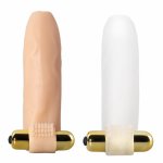 Penis Vibrator G-Spot Stimulate Penis Sleeve Cock Enlargement Condoms Reusable Dildo Vibrating Sex Toys for Men