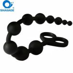Zerosky, Zerosky Anal Ball Butt Plug Large Size Black Anal Beads Silicone Anal Sex Toys Male Prostate Massager