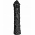 Realistyczne duże dildo analne all black 33cm czarny | 100% dyskrecji | bezpieczne zakupy