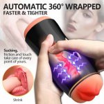 Male Automatic Masturbator Dual Channel Voice Interaction Cup 360 Pocket Pussy Electric Silicone Real Vagina Sex Toys for Men