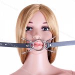 Oral O-Ring BDSM Gag,Leather Open Mouth Gag Sex Toys for Couples Slave Bondage Flirting Fetish,Adult Game Erotic Sex Accessories