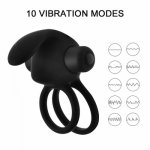10 Vibration Modes Penis Ring Double-ring Delayed Ejaculation Cock Ring For Men Cockring Clitoris Stimulate Vibrator for Women