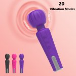 Female AV Vibrators 20 Speed Huge Magic Wand Vibrators for Women USB Charge G Spot Massager Clitoris Stimulator Adult Sex Toys