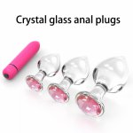 crystal glass anal plug dildo G spot stimulation masturbator pull beads anal dilator butt plug sex toys for couples anal toys.