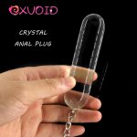 EXVOID Glass Anal Plugs Metal Pull Ring Anal Sex Toys for Women Men Gay Crystal Beads AV Stick G-spot Massager Adult Products