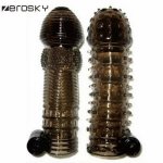 Zerosky, Zerosky Penis Condom Male Delay Long Sleeve Crystal Spike Dildos Vibrating Penis Sleeves Reusable Delay Condom