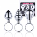 Metal Pull Ring Anal Plug Solid Anal Dilator Man/Woman G Spot Stimulation Buttplug Masturbator Anal Toys 3 Pcs/Set Ass Plug