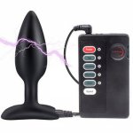 male butt plug electric shock Electric Shock Anal Vibrator Butt Plug Bum Shock E-Stim Silicone Vibrator SM Sex Toys adult game