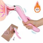 Sex Toys 12 Speed Dual Vibrating Nipple Sucker Udder Stimulator Warm G-Spot Dildo Vibrator Breast Enlargement Massager For Woman