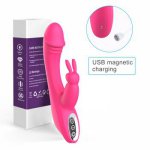 G Spot Rabbit Vibrator Rechargeable Waterproof Dildo Vibe Dual Motor Clit Stimulator with 12 Modes Sex Toys for Women Couple