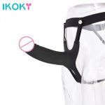Ikoky, IKOKY Strap On Realistic Dildo Sex Toys for Gay Couples Harness Hollow Dildo Pant  Penis Sleeve Enlarger 4cm Realistic Belt
