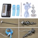 Men Electro Penis Ring Urethral Catheter Anal Plug Electric Shock Kit Sex Toys